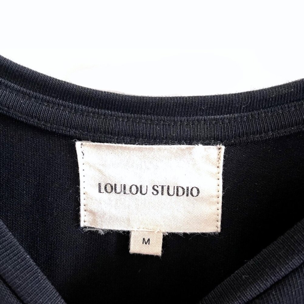 NWOT Loulou Studio Black Lipari Cotton Jersey T-Shirt Size M - Picture 6 of 9